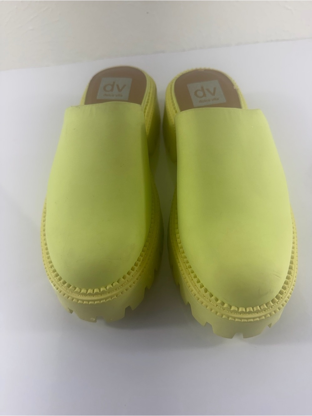 Dolce Vita Platform Clog Mules Neon Yellow Size 6.5 - Picture 2 of 5